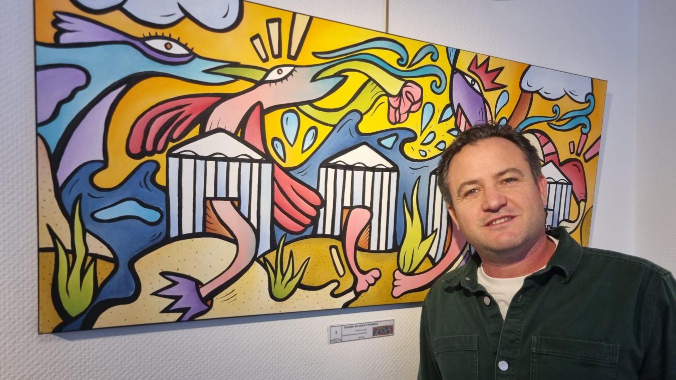 Le coucher de soleil et les cabines de plage d’Hardelot ont inspiré certaines des toiles de Christopher Lecoustre, artiste à découvrir à la galerie Dupuis.