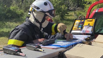 Les sapeurs-pompiers ont réalisé une ultime manœuvre après leur remise de blason.