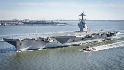 L’USS « Gerald-R.-Ford » est passé devant nos côtes ce dimanche après-midi après une escale à Marseille. Repro La Voix