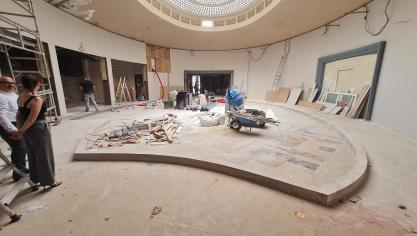 Après les travaux, en fin d’année, le passage sera concentré sur la partie droite de la rotonde. La partie centrale deviendra une extension du casino.