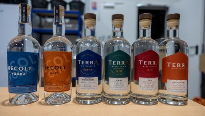 Et voilà à quoi ressemblent les bouteilles de Terra Distillerie, l’entreprise auchelloise des frères Sambussy.