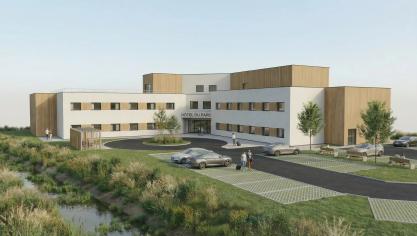 Perspective architecturale de l’Hôtel du PAarc, attendu pour une première saison estivale en 2026.