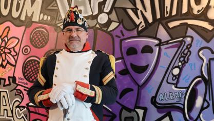 Ludovic Decooninck, alias Cô Gnac II, tambour-major de la Bande de Zuydcoote.