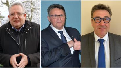 Olivier Planque (maire sortant), Jean-Marie Louchez (conseiller d’opposition) et Laurent Ledoux (Rassemblement national).