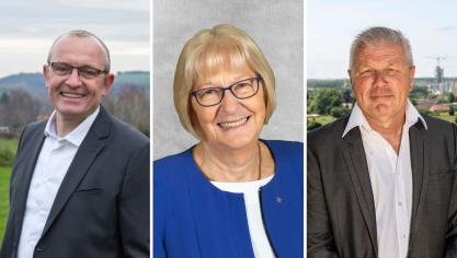 Les trois candidats en lice pour la mairie de Lumbres (de gauche à droite : Vincent Monbailly, Joëlle Delrue, Jean-Philippe Quagebeur).
