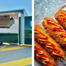 Un corn dog est un mix entre de la saucisse de Strasbourg et du fromage. La saucisse est enroulée dans de la pâte à beignets et dans le panko, cette chapelure typique de la cuisine japonaise.